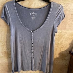 American Eagle Outfitters Light Blue Soft & Sexy Short sleeve shirt